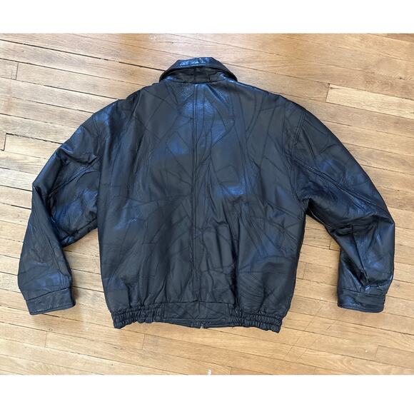 Vintage y2k Men's Black Patchwork Leather Jacket Size XL - Picture 4 of 7